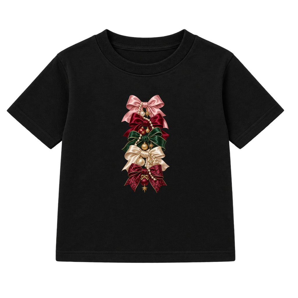 Christmas Bow Stack adult Christmas t-shirt - Black