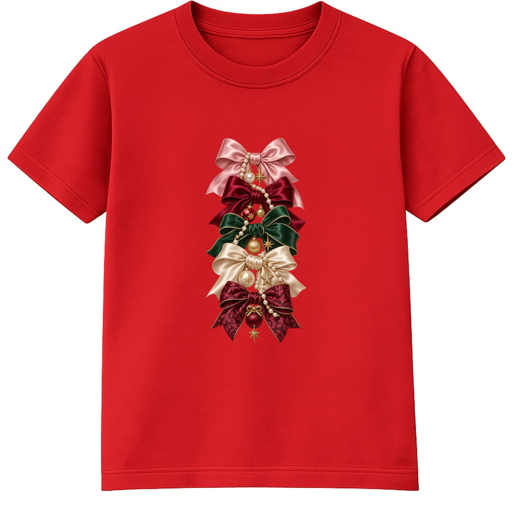 Christmas Bow Stack adult Christmas t-shirt - Red