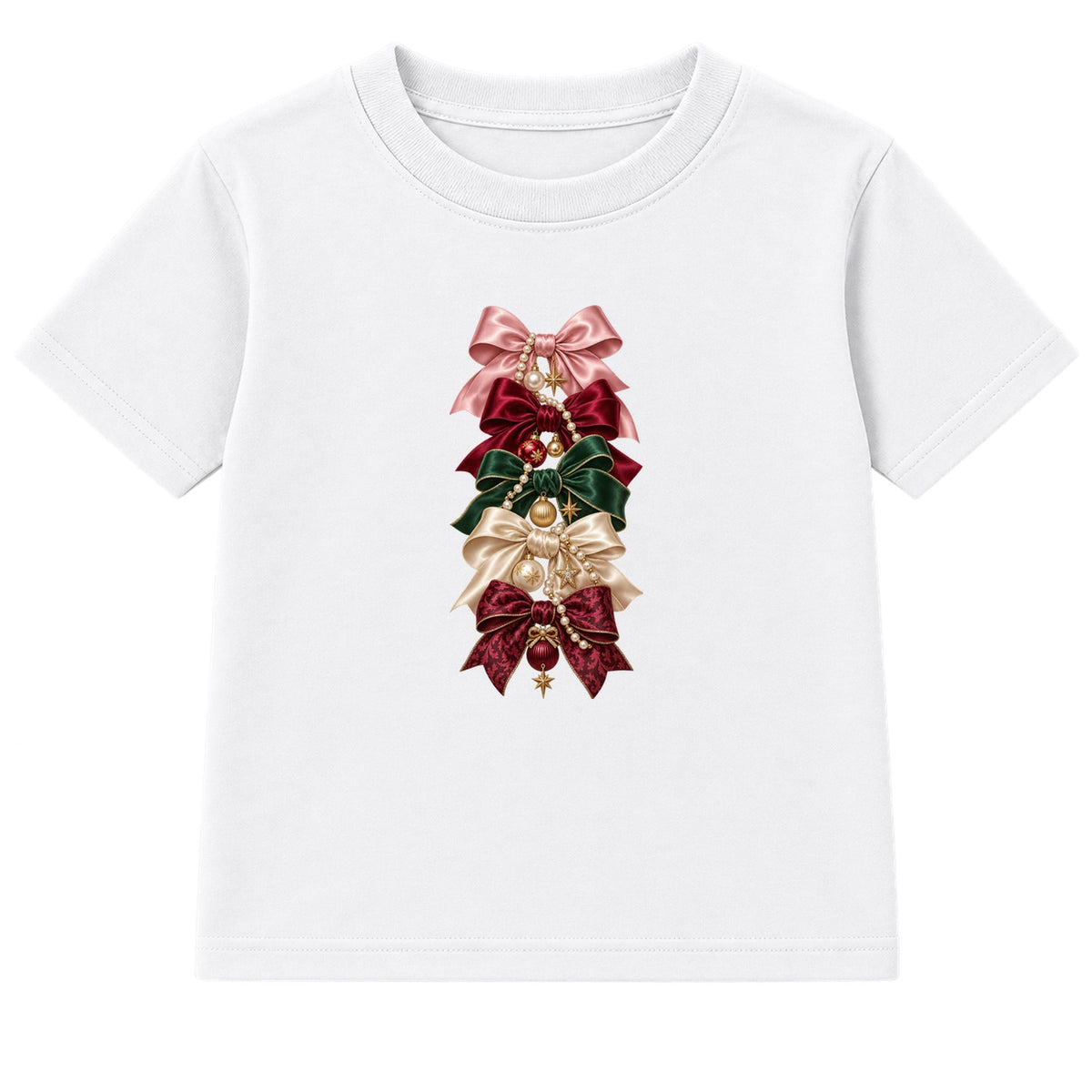 Christmas Bow Stack adult Christmas t-shirt - White