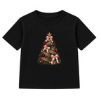 Leopard Bow Tree adult Christmas t-shirt - Black