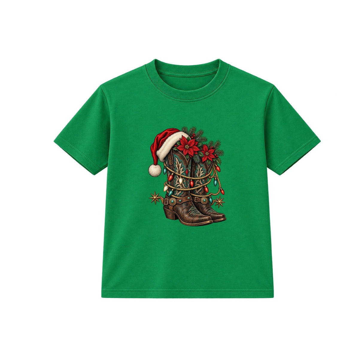 Western Christmas Boots adult Christmas t-shirt - Green