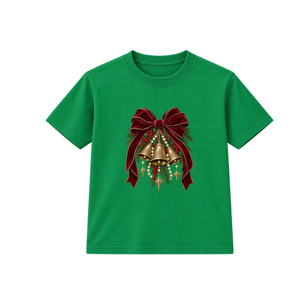Velvet Bow Bells adult Christmas t-shirt - Green