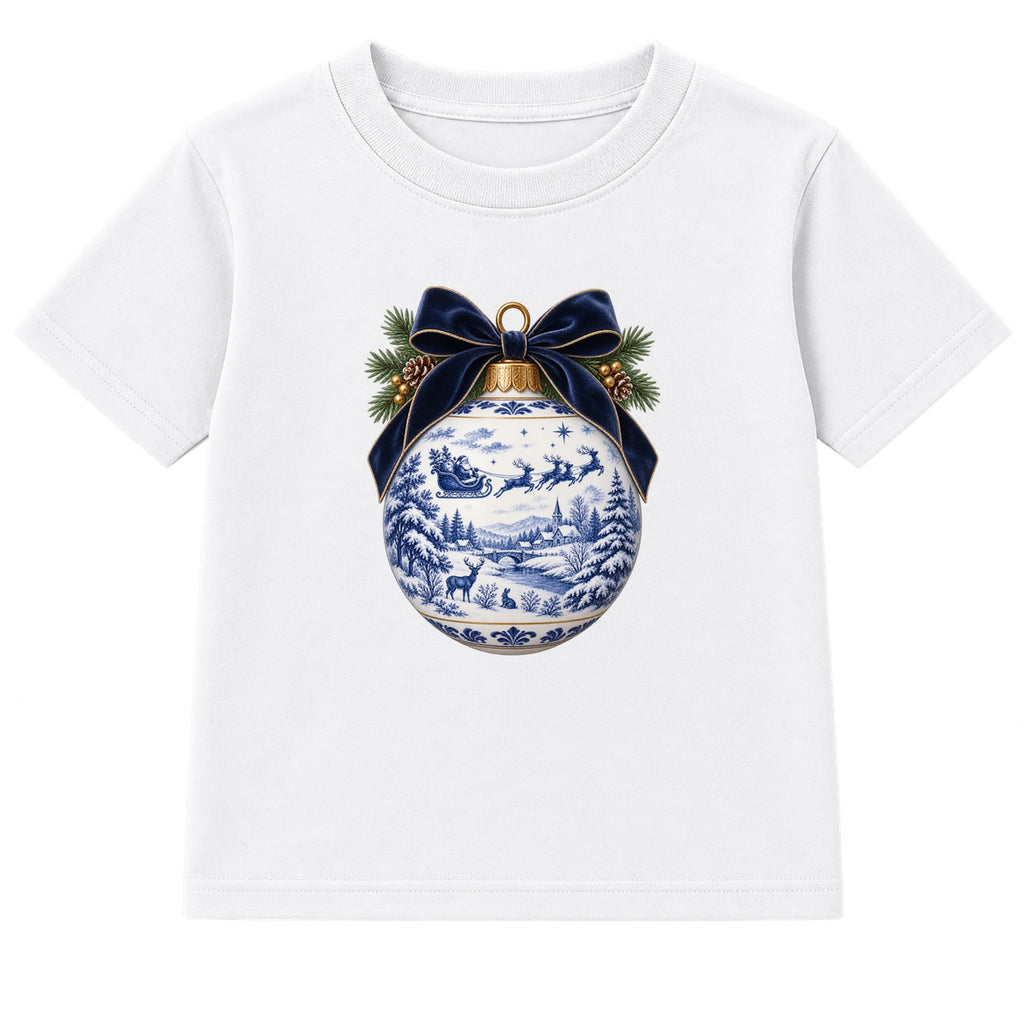 Blue Toile Bauble adult Christmas t-shirt - White