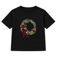 Burgundy Rose Wreath adult Christmas t-shirt - Black