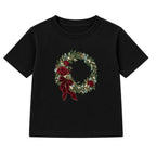 Burgundy Rose Wreath adult Christmas t-shirt - Black