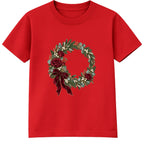 Burgundy Rose Wreath adult Christmas t-shirt - Red