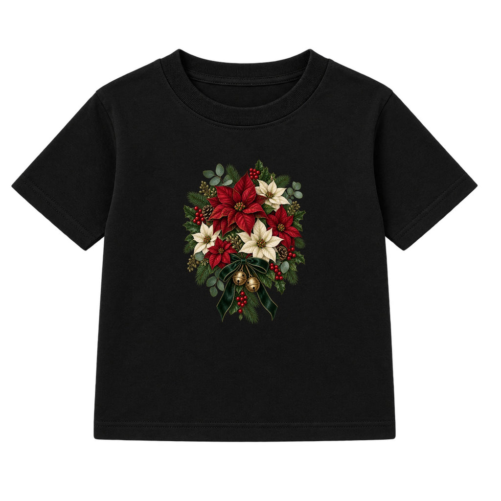 Poinsettia Bouquet adult Christmas t-shirt - Black