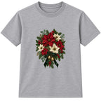Poinsettia Bouquet adult Christmas t-shirt - Heather Grey