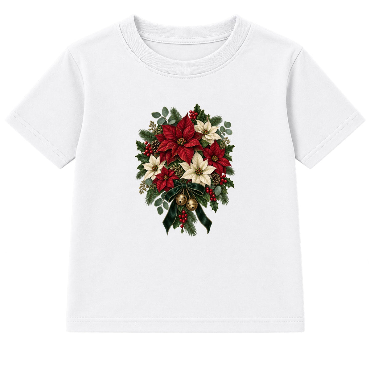 Poinsettia Bouquet adult Christmas t-shirt - White
