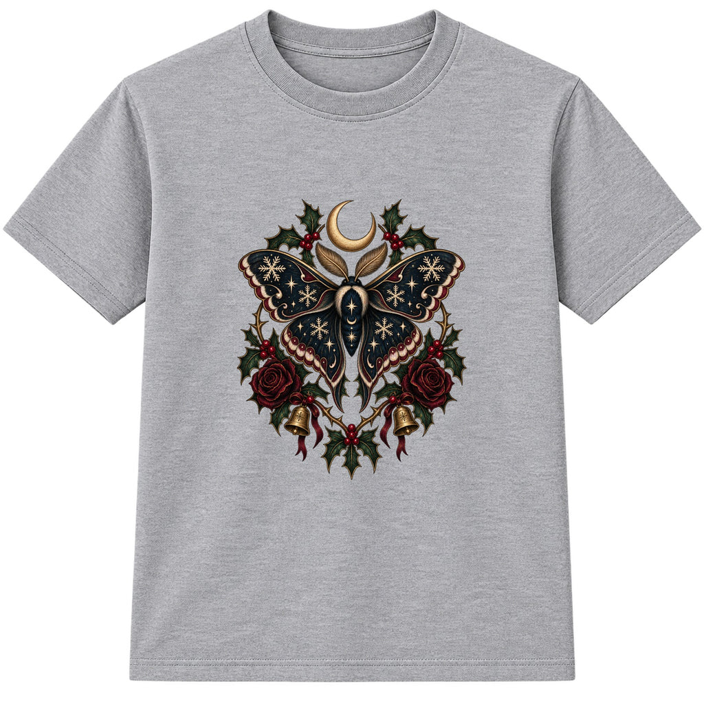 Gothic Christmas Moth adult Christmas t-shirt - Heather Grey