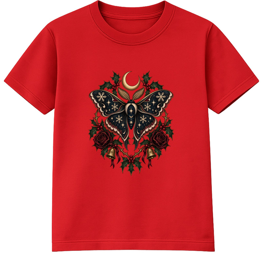 Gothic Christmas Moth adult Christmas t-shirt - Red