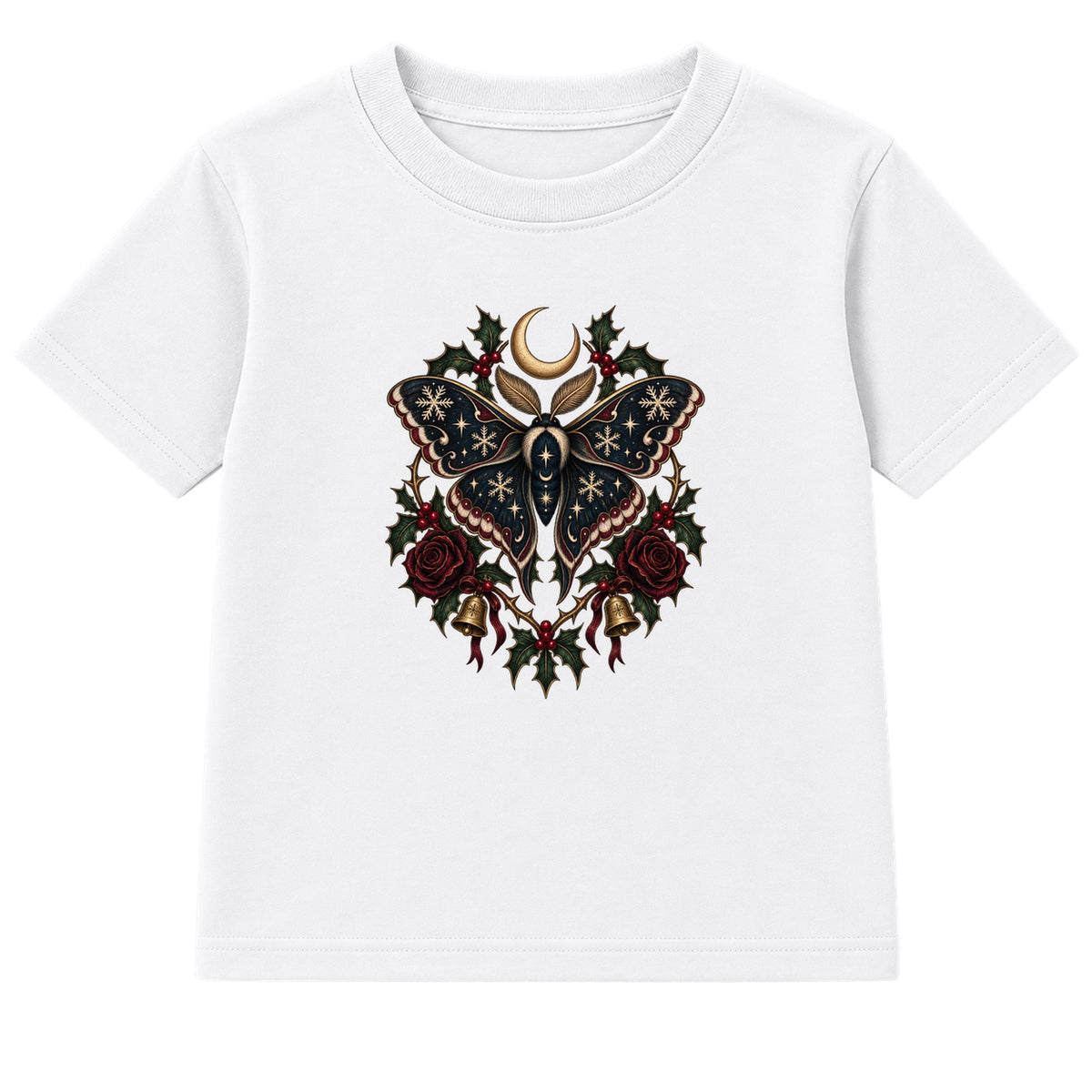 Gothic Christmas Moth adult Christmas t-shirt - White