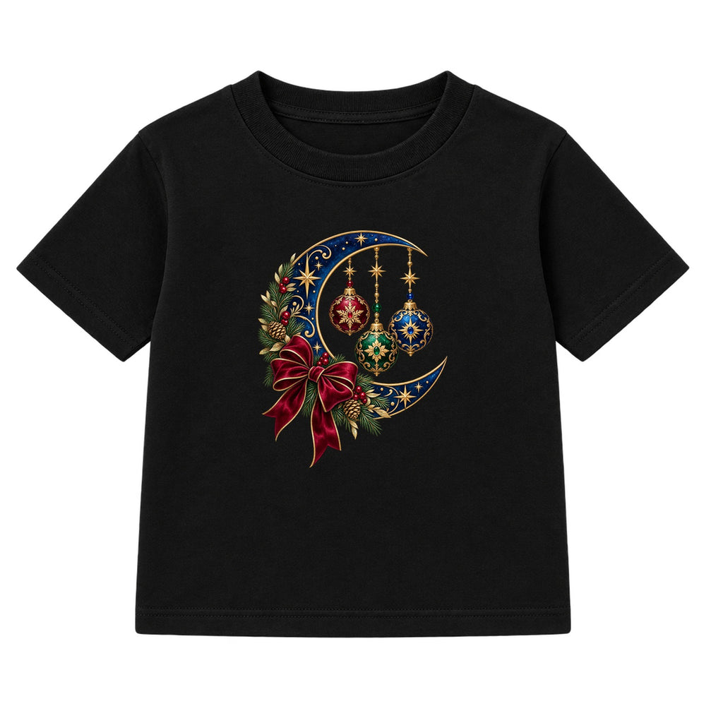 Celestial Christmas Moon adult Christmas t-shirt - Black