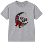 Celestial Christmas Moon adult Christmas t-shirt - Heather Grey