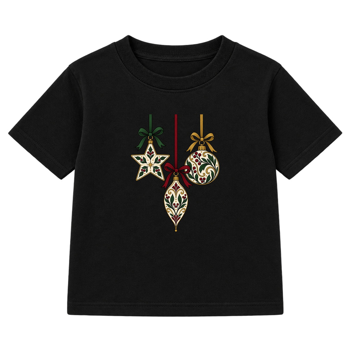 Botanical Baubles adult Christmas t-shirt - Black