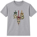 Botanical Baubles adult Christmas t-shirt - Heather Grey