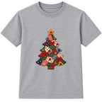 Patchwork Quilt Tree kids Christmas t-shirt - Heather Grey