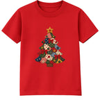 Patchwork Quilt Tree kids Christmas t-shirt - Red