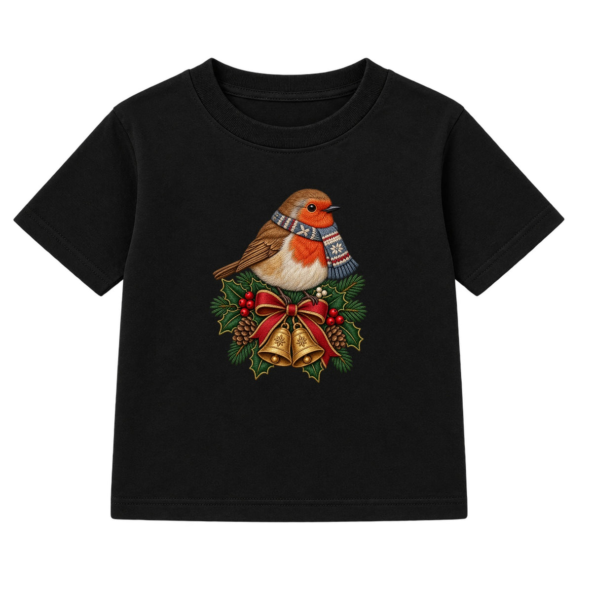 Christmas Robin adult Christmas t-shirt - Black