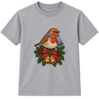 Christmas Robin adult Christmas t-shirt - Heather Grey