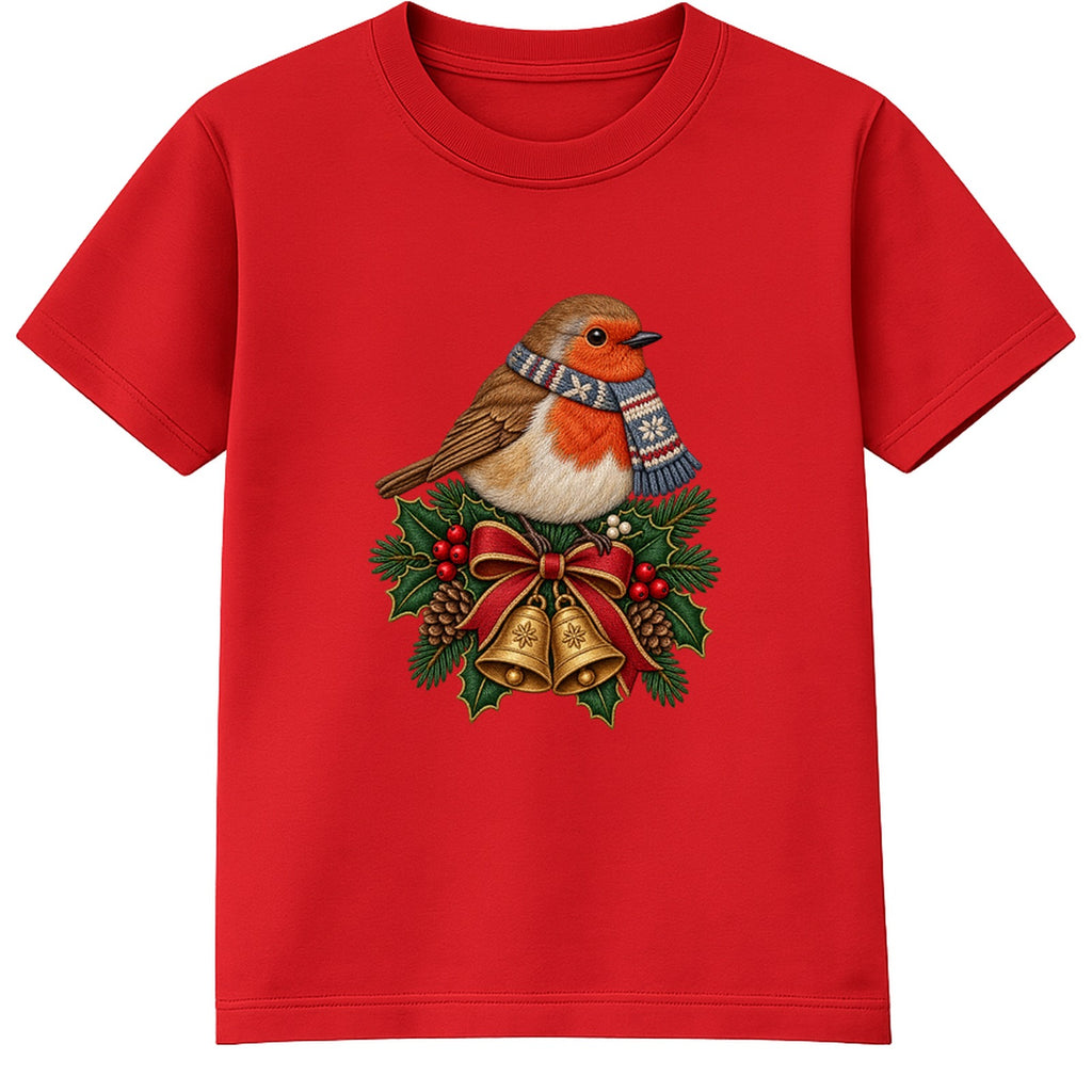 Christmas Robin adult Christmas t-shirt - Red