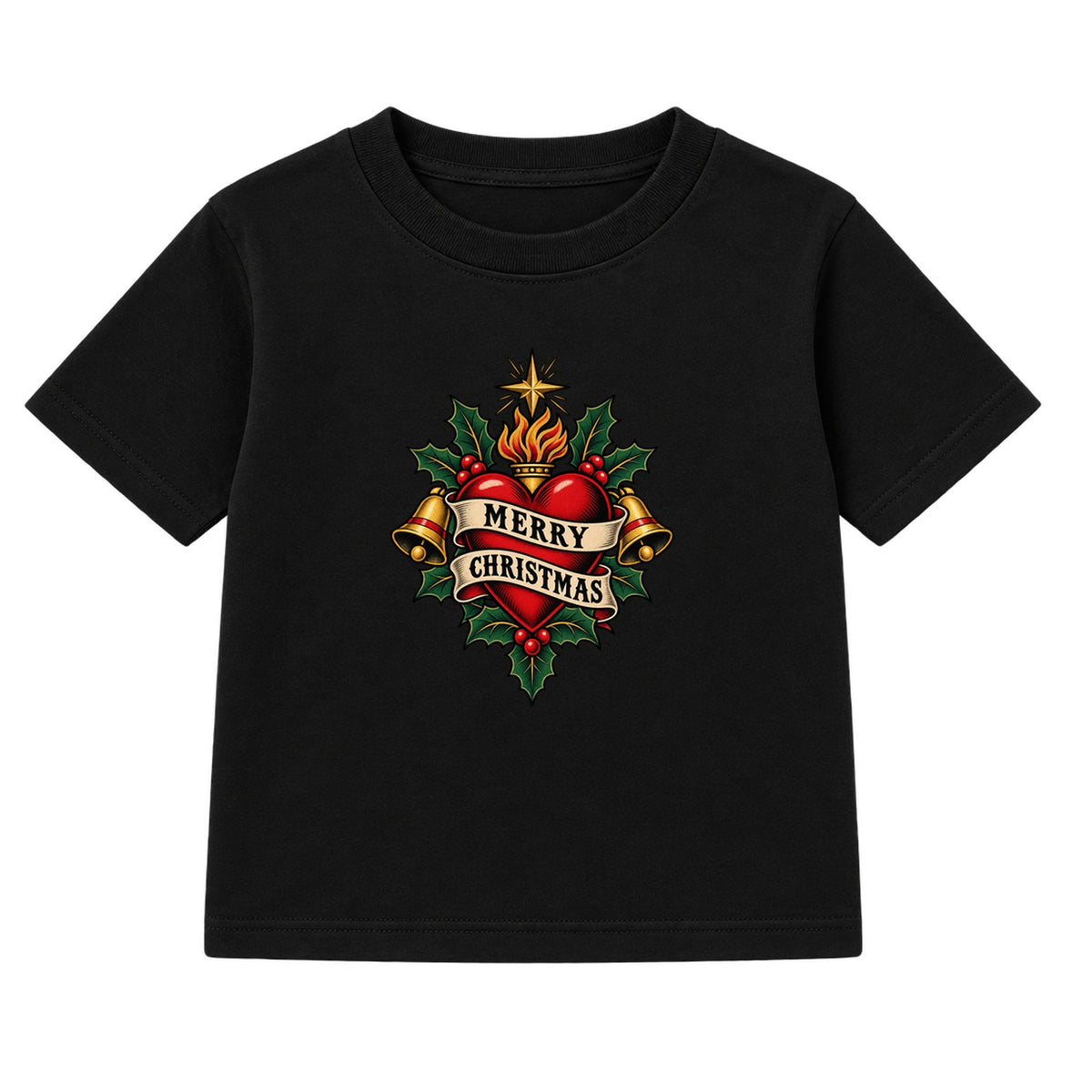 Merry Christmas Heart adult Christmas t-shirt - Black