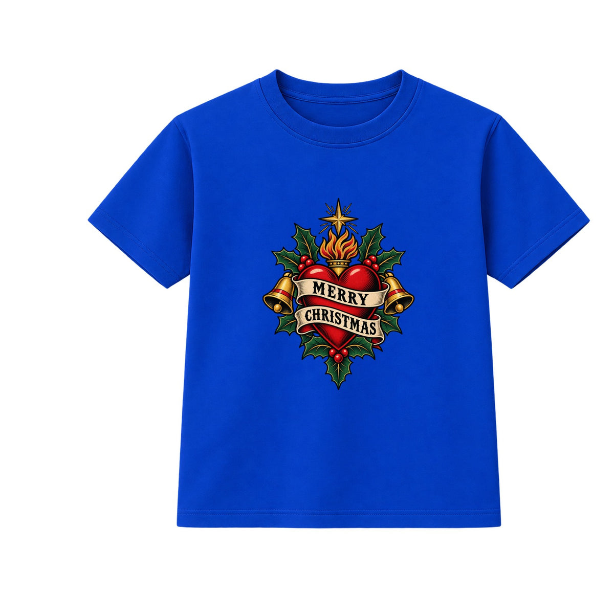 Merry Christmas Heart adult Christmas t-shirt - Blue