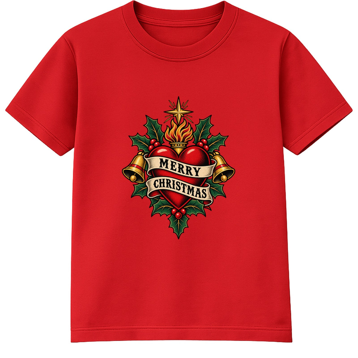 Merry Christmas Heart adult Christmas t-shirt - Red