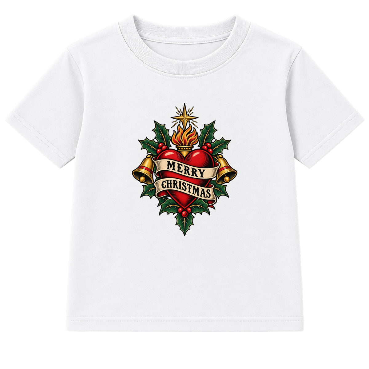 Merry Christmas Heart adult Christmas t-shirt - White