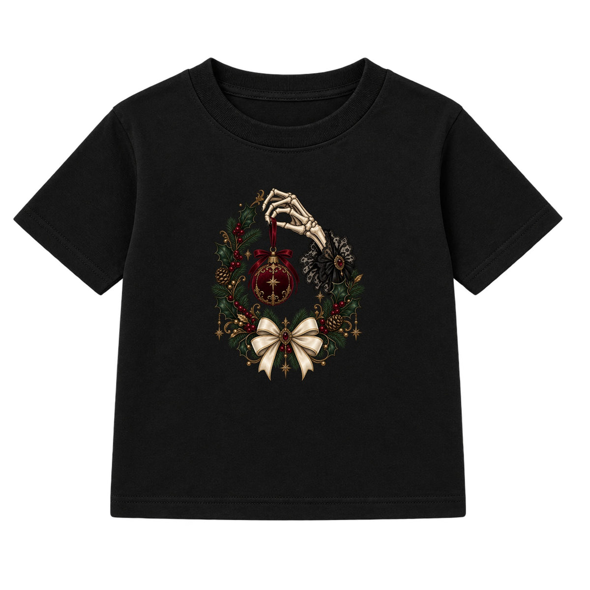Skeleton Hand Bauble adult Christmas t-shirt - Black