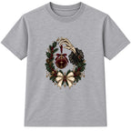 Skeleton Hand Bauble adult Christmas t-shirt - Heather Grey