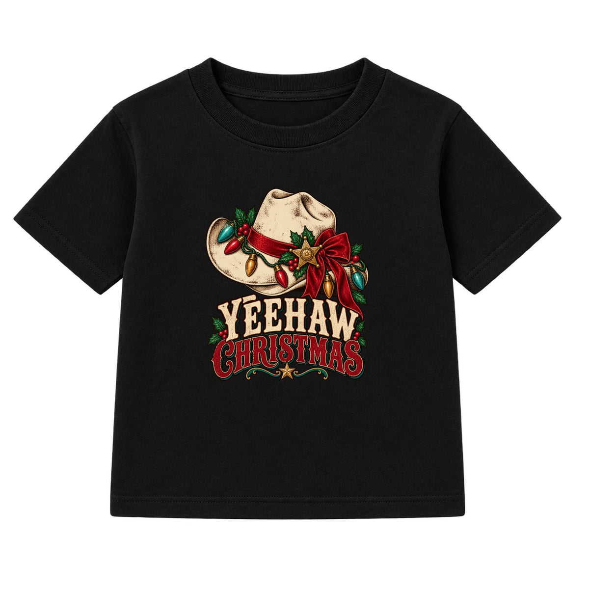 Yeehaw Christmas adult Christmas t-shirt - Black