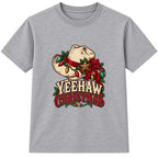 Yeehaw Christmas adult Christmas t-shirt - Heather Grey