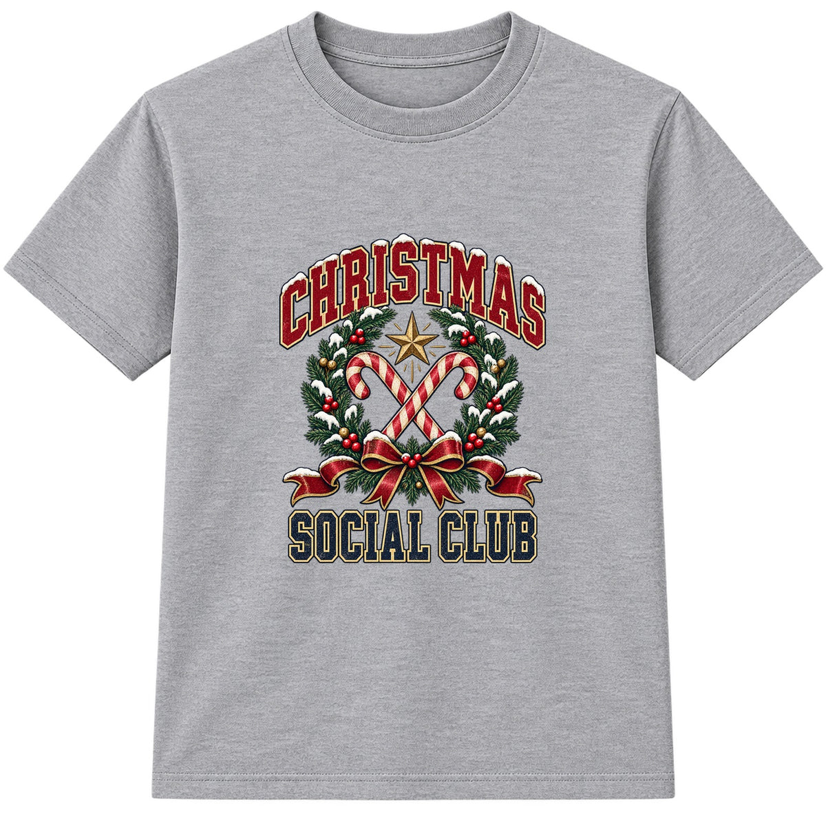 Christmas Social Club adult Christmas t-shirt - Heather Grey