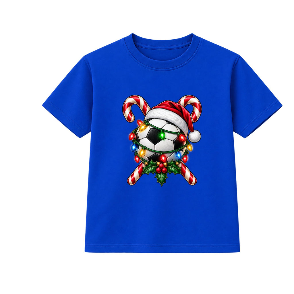 Santa Hat Football kids Christmas t-shirt - Blue