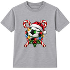 Santa Hat Football kids Christmas t-shirt - Heather Grey
