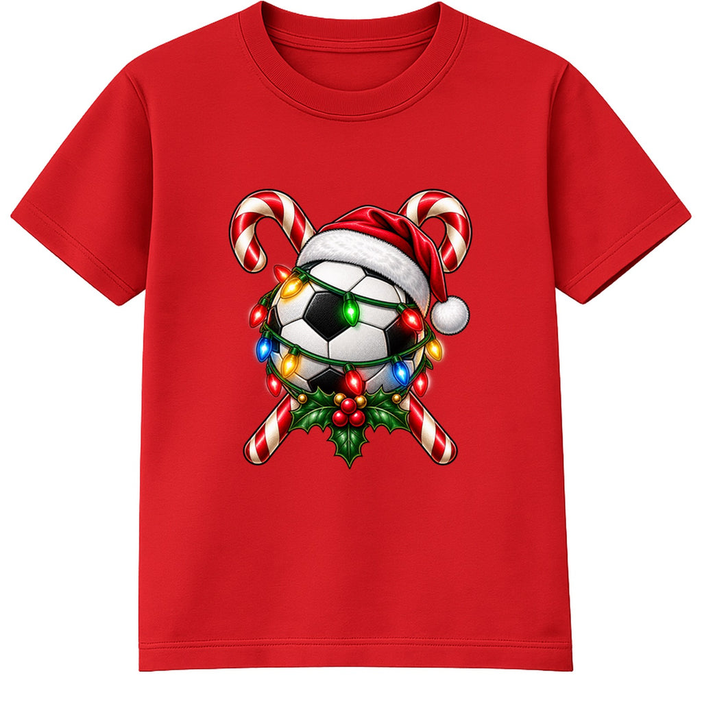 Santa Hat Football kids Christmas t-shirt - Red