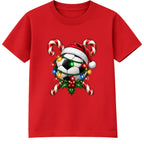 Santa Hat Football kids Christmas t-shirt - Red