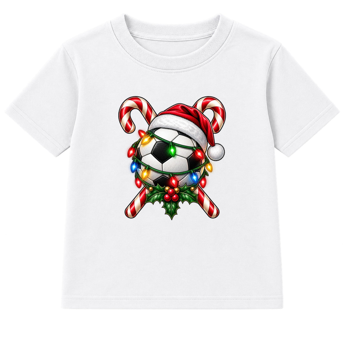 Santa Hat Football kids Christmas t-shirt - White