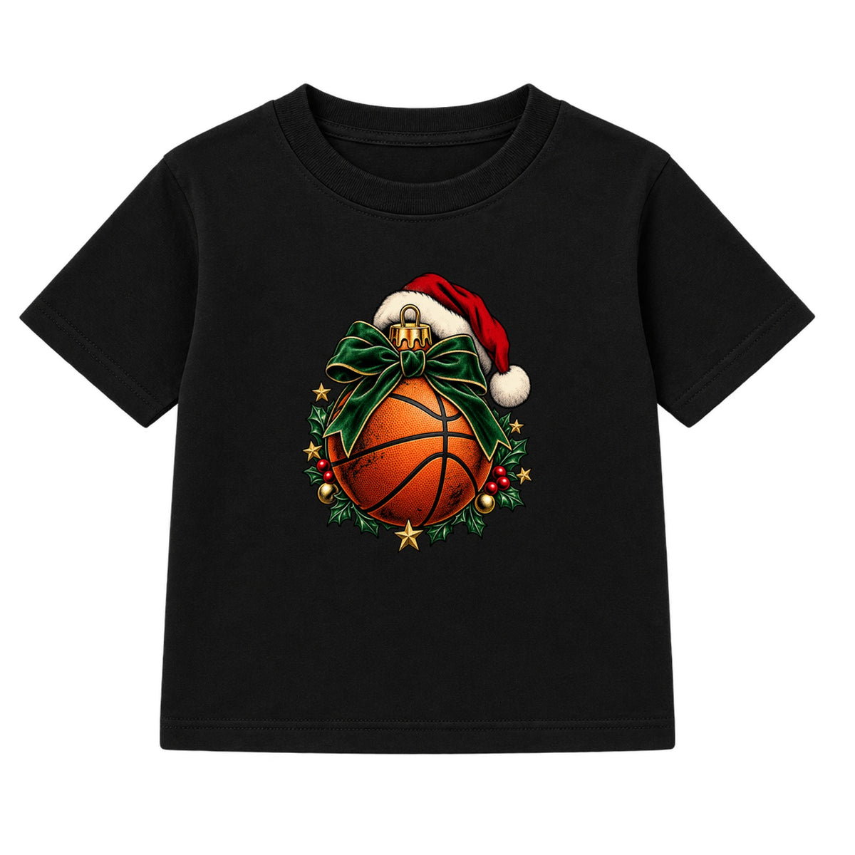 Basketball Bauble adult Christmas t-shirt - Black