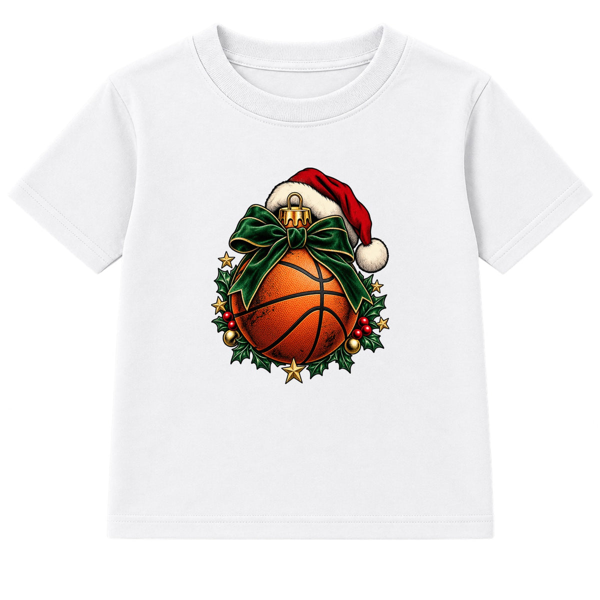 Basketball Bauble adult Christmas t-shirt - White