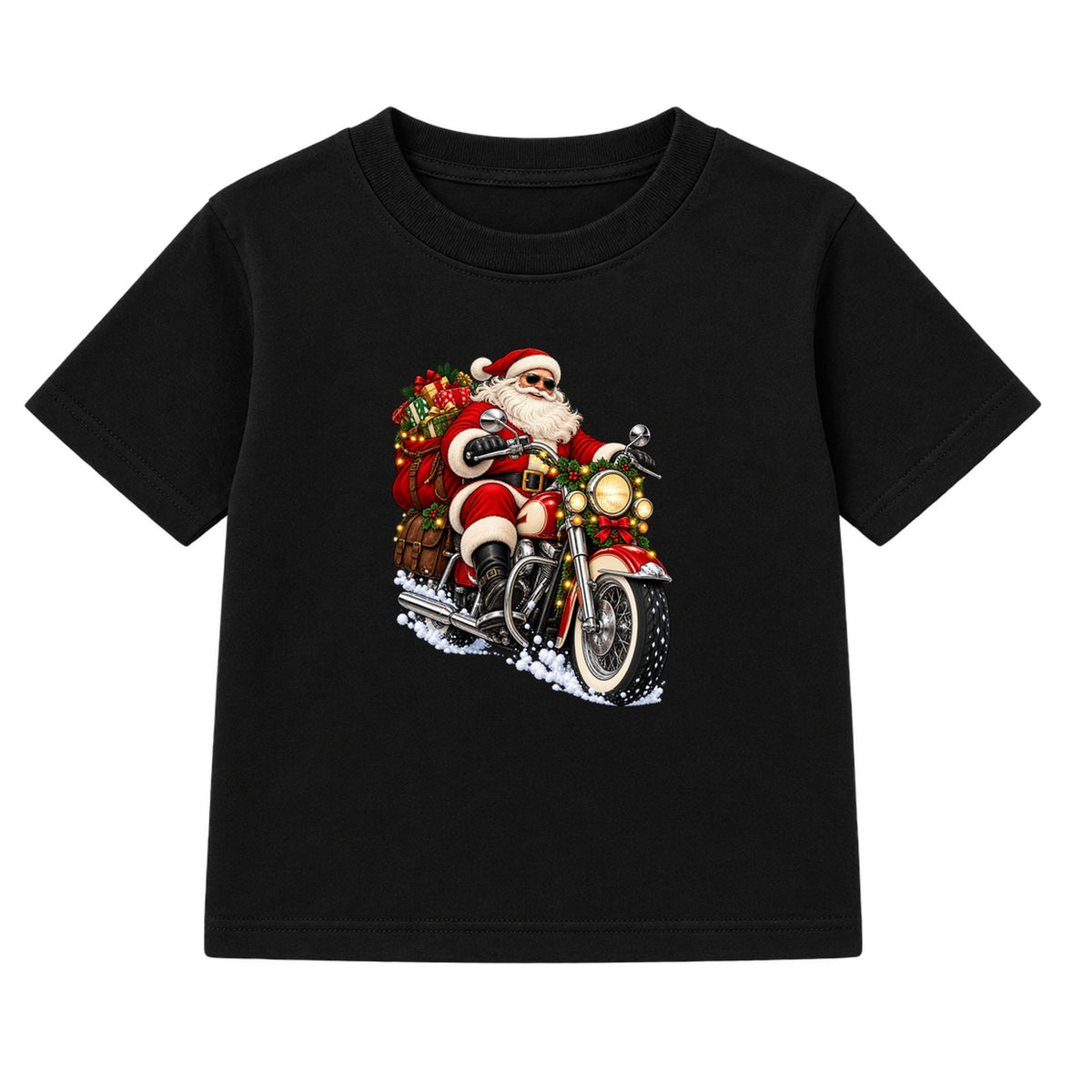 Biker Santa adult Christmas t-shirt - Black
