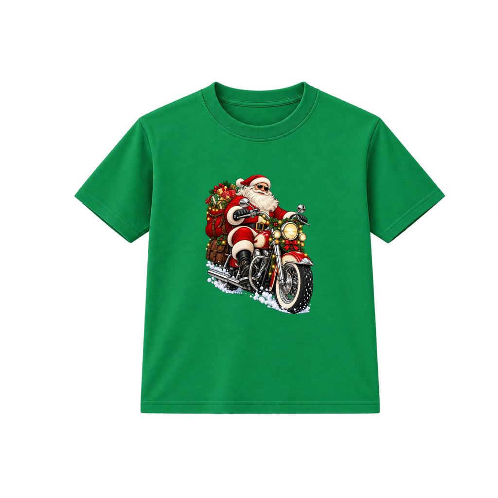 Biker Santa adult Christmas t-shirt - Green