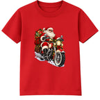Biker Santa adult Christmas t-shirt - Red