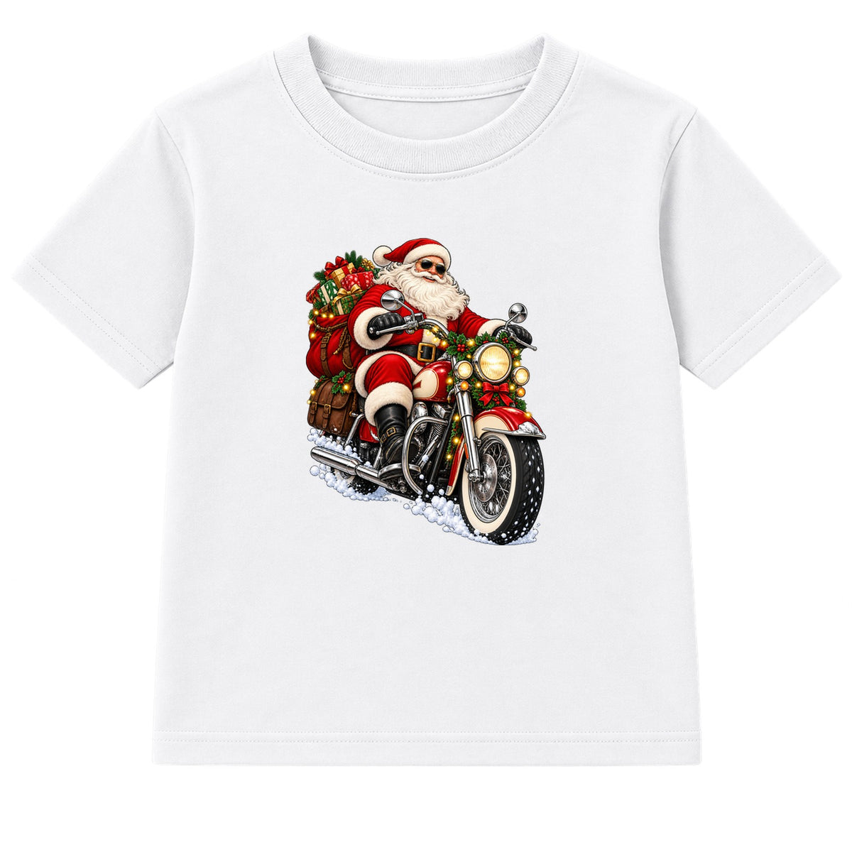 Biker Santa adult Christmas t-shirt - White