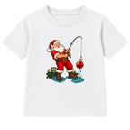 Fishing Santa adult Christmas t-shirt - White