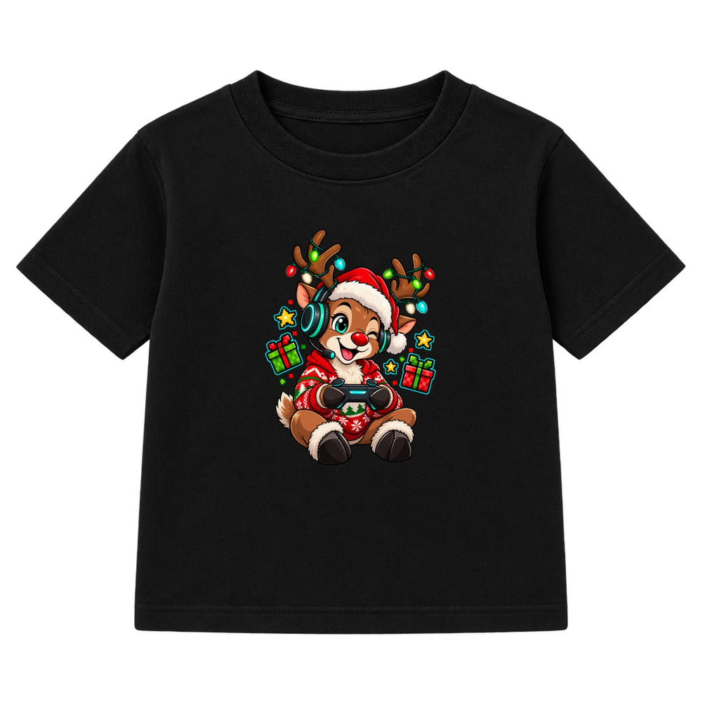 Gamer Reindeer kids Christmas t-shirt - Black