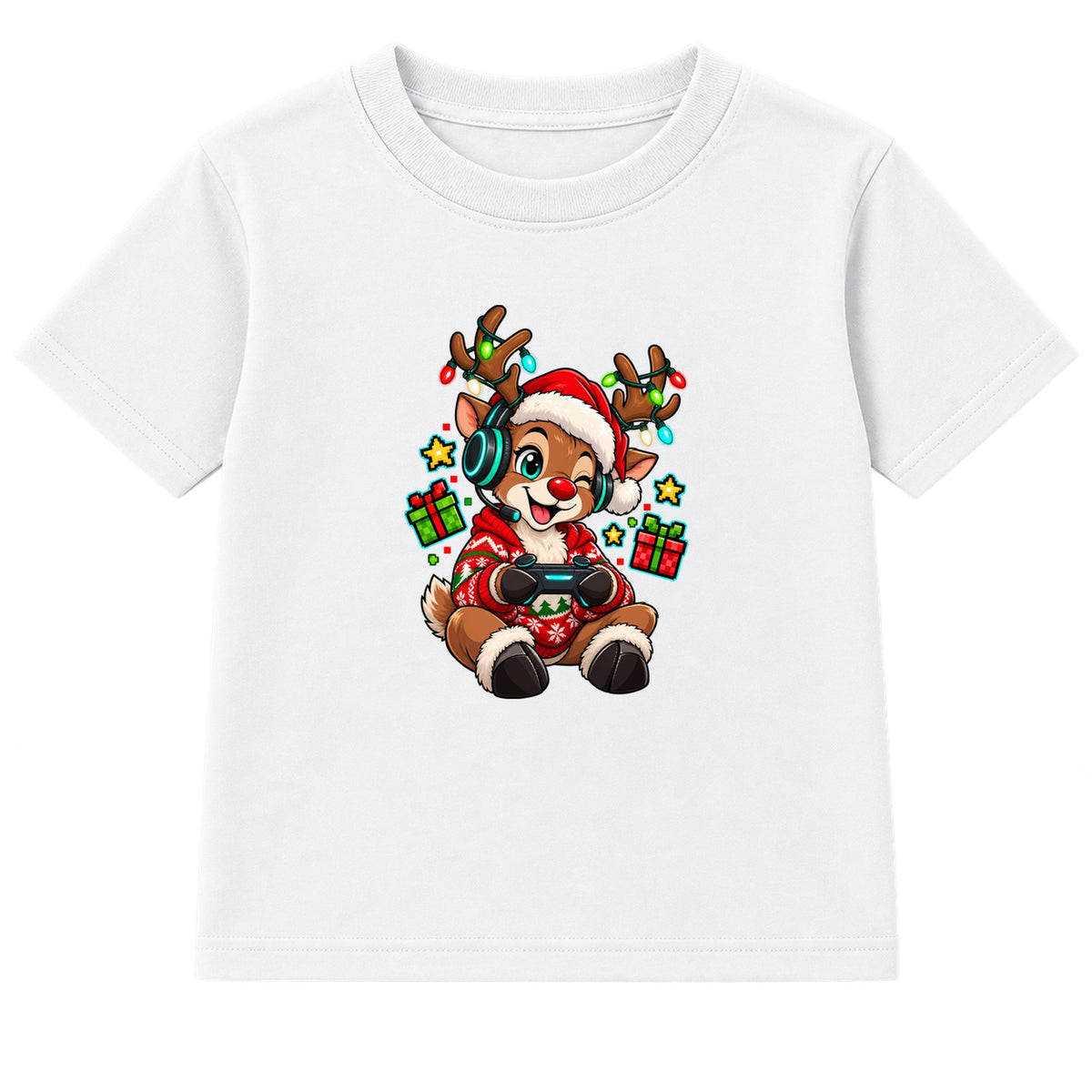 Gamer Reindeer kids Christmas t-shirt - White