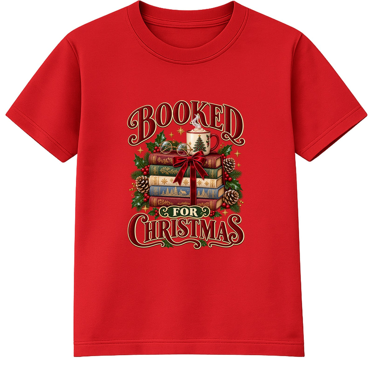Booked For Christmas adult Christmas t-shirt - Red