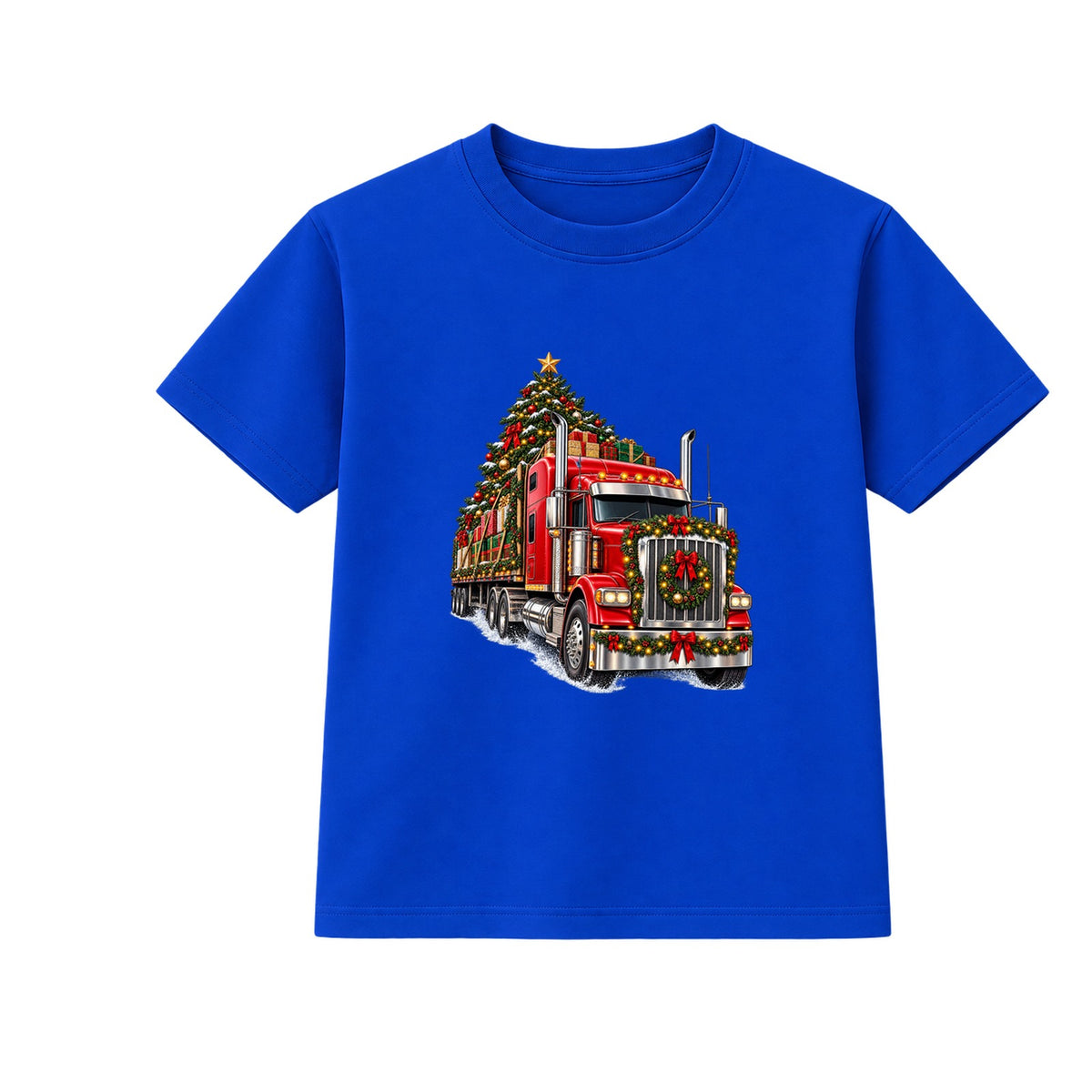 Christmas Big Rig adult Christmas t-shirt - Blue